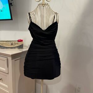 Darlin Black Ruched Sweetheart Mini Dress